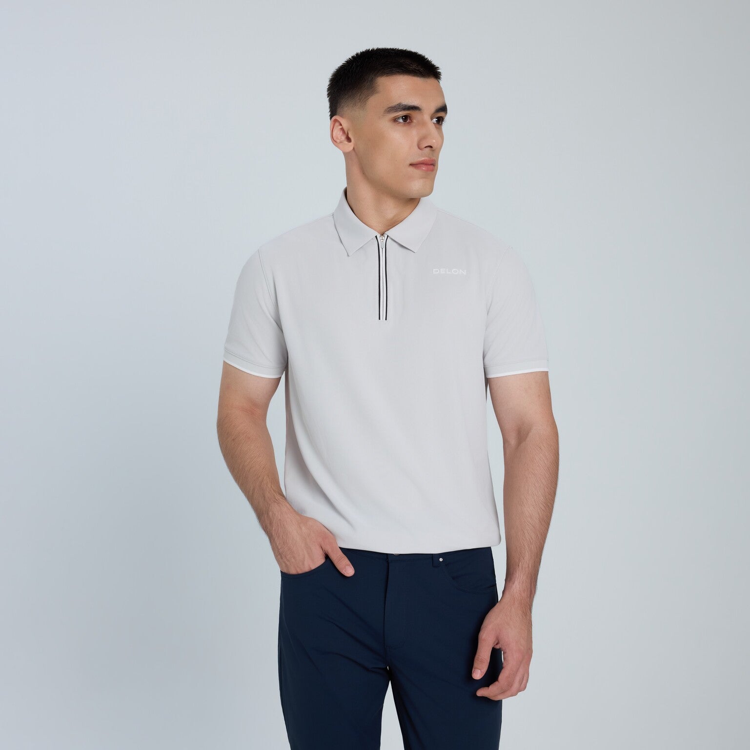 Monochrome Zipper Performance Men Polo